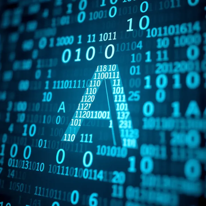 Diagram illustrating the binary code representation of the letter A in digital systems