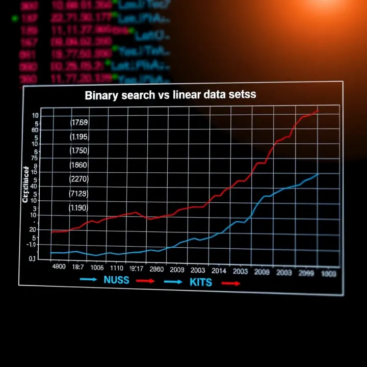 Efficiency Comparison Between Binary Search and Linear Search Comparison chart illustrating the efficiency of binary search against linear search in sorted data sets