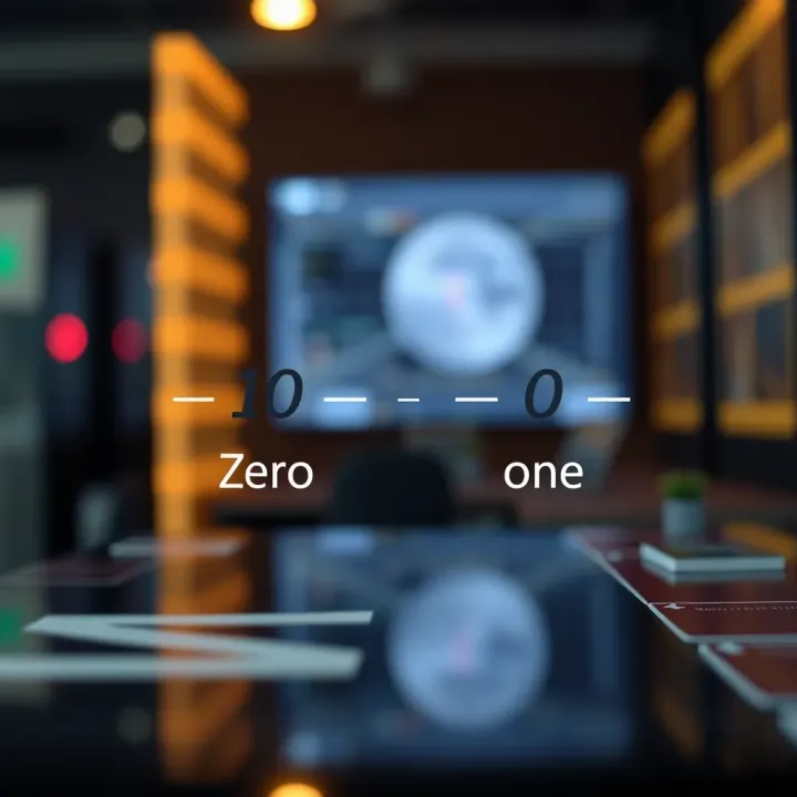 Diagram illustrating a binary variable with two distinct states representing zero and one