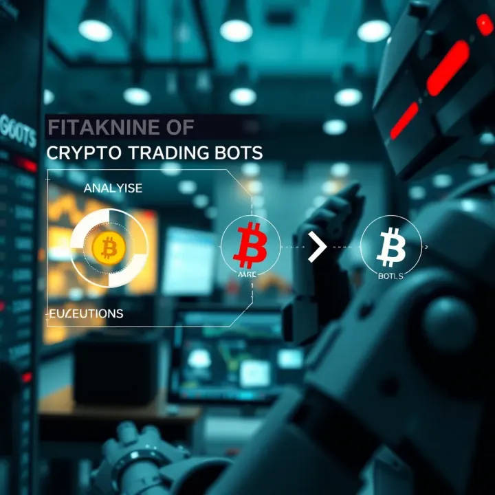 Diagram showing how crypto trading bots analyze market data to execute trades automatically