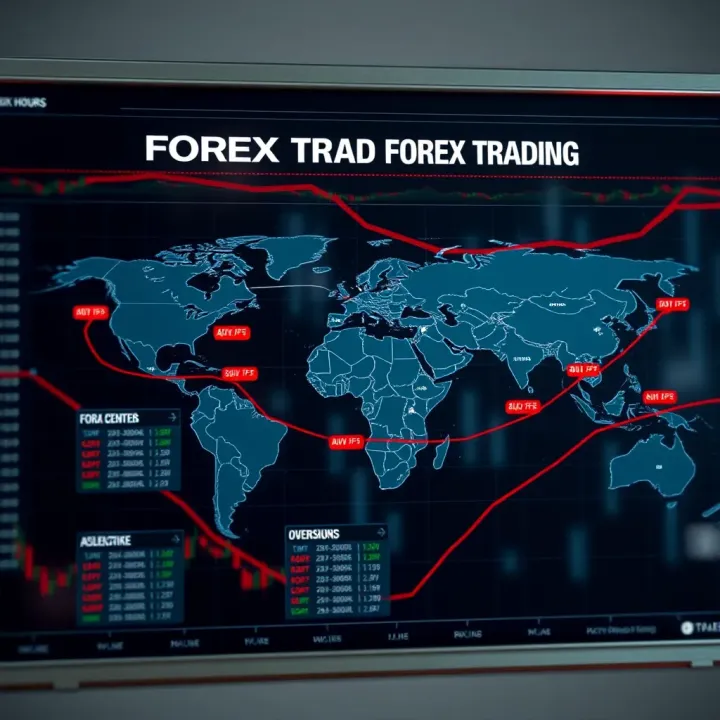 Global forex trading sessions illustrated on a world map showing major financial centers and their active hours