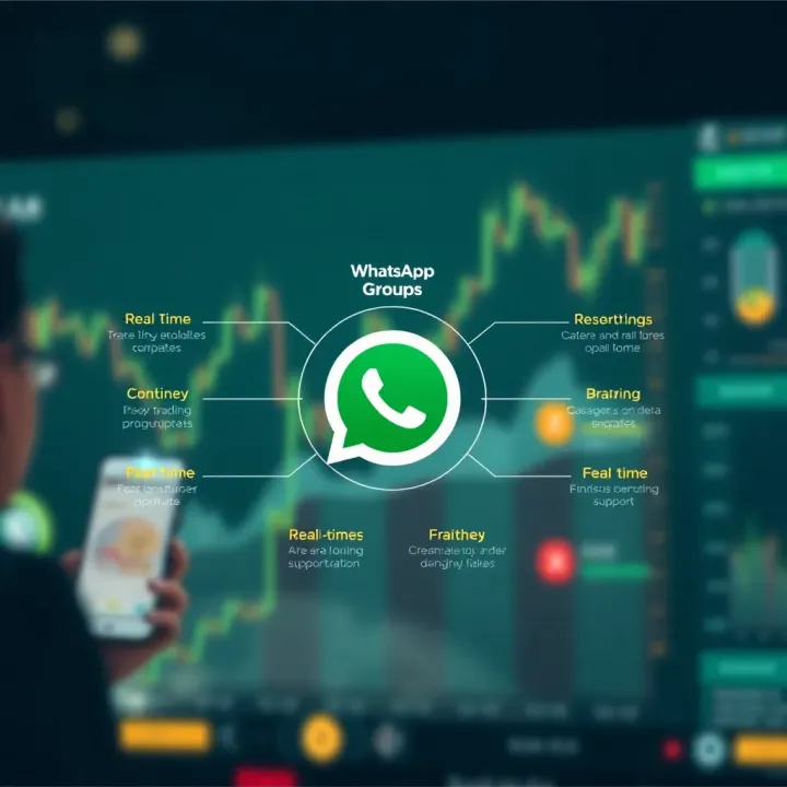 Diagram showing benefits of Forex trading WhatsApp groups including real-time updates and community support