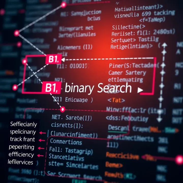 Binary Search Application within Data Structures Diagram showing binary search application within data structures highlighting efficiency and key decision points